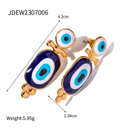 1 Pair Ig Style Devil's Eye Enamel Plating Stainless Steel 18k Gold Plated Drop Earrings