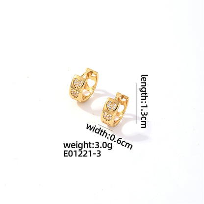 1 Pair Elegant Geometric Heart Shape Plating Inlay Copper Zircon Gold Plated Earrings