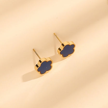 1 Pair Casual Simple Style Flower Plating Inlay Titanium Steel Shell 18k Gold Plated Ear Studs