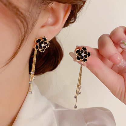 1 Pair Elegant Lady Flower Copper Drop Earrings