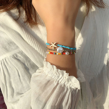 Retro Starfish Imitation Pearl Women's Bracelets