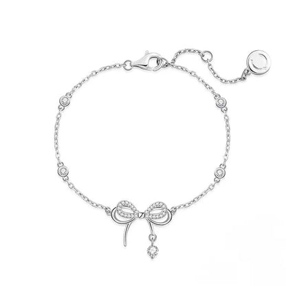 Simple Style Leaf Flower Bow Knot White Copper Plating Bracelets