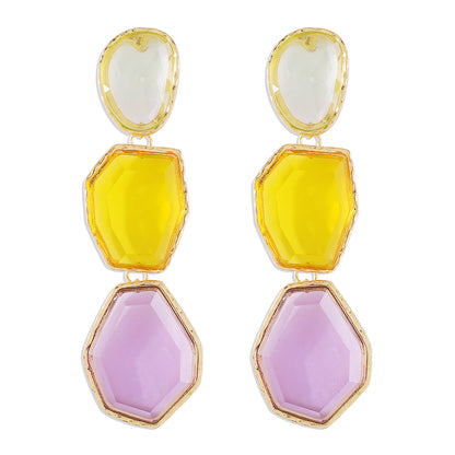 1 Pair Elegant Exaggerated Streetwear Geometric Inlay Alloy Resin Drop Earrings