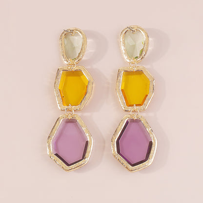 1 Pair Elegant Exaggerated Streetwear Geometric Inlay Alloy Resin Drop Earrings