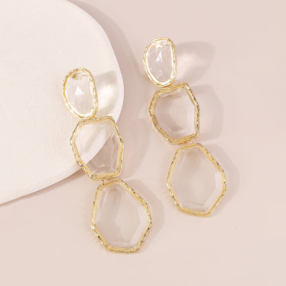 1 Pair Elegant Exaggerated Streetwear Geometric Inlay Alloy Resin Drop Earrings