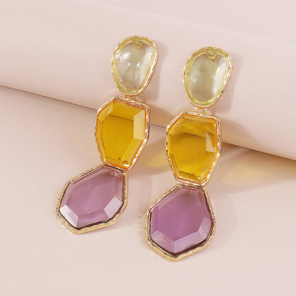 1 Pair Elegant Exaggerated Streetwear Geometric Inlay Alloy Resin Drop Earrings