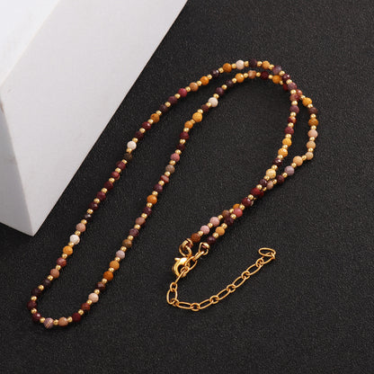 Elegant Vacation Streetwear Round Natural Stone Stone Copper Beaded Plating 18k Gold Plated Necklace