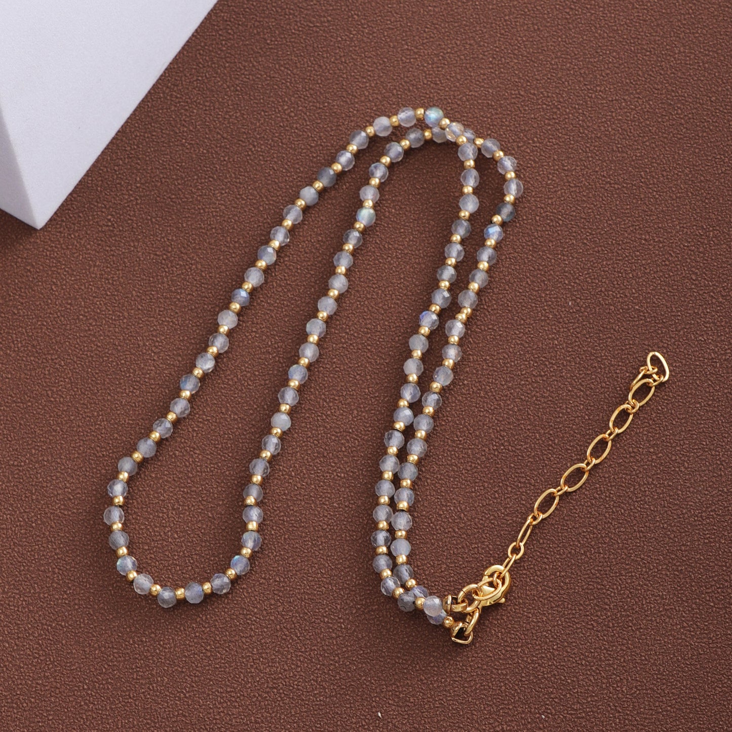 Elegant Vacation Streetwear Round Natural Stone Stone Copper Beaded Plating 18k Gold Plated Necklace