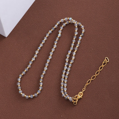 Elegant Vacation Streetwear Round Natural Stone Stone Copper Beaded Plating 18k Gold Plated Necklace