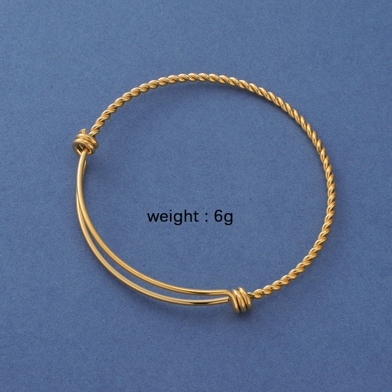 Simple Style Solid Color Stainless Steel Plating Gold Plated Bangle