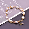 Retro Lady Solid Color Freshwater Pearl Beaded Plating 18k Gold Plated Bracelets