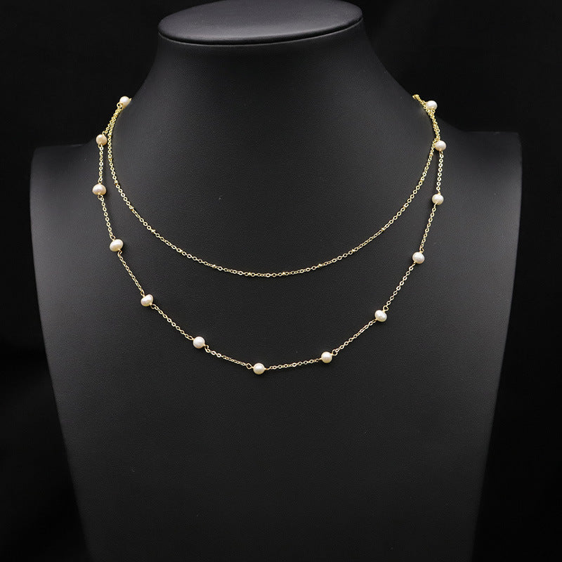 Original Design Geometric Freshwater Pearl Copper Plating 18k Gold Plated Necklace