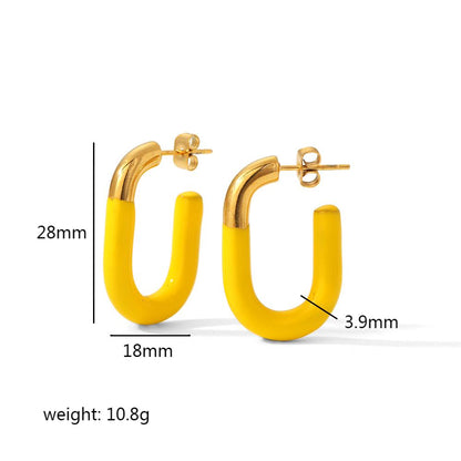 1 Pair Simple Style U Shape Polishing Plating Stainless Steel 18k Gold Plated Hoop Earrings