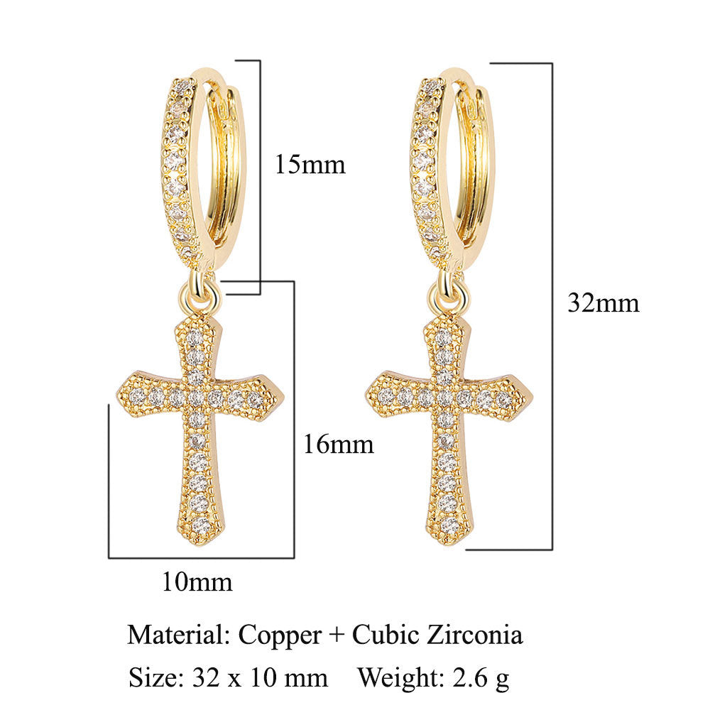 1 Pair Simple Style Moon Heart Shape Inlay Copper Zircon Drop Earrings