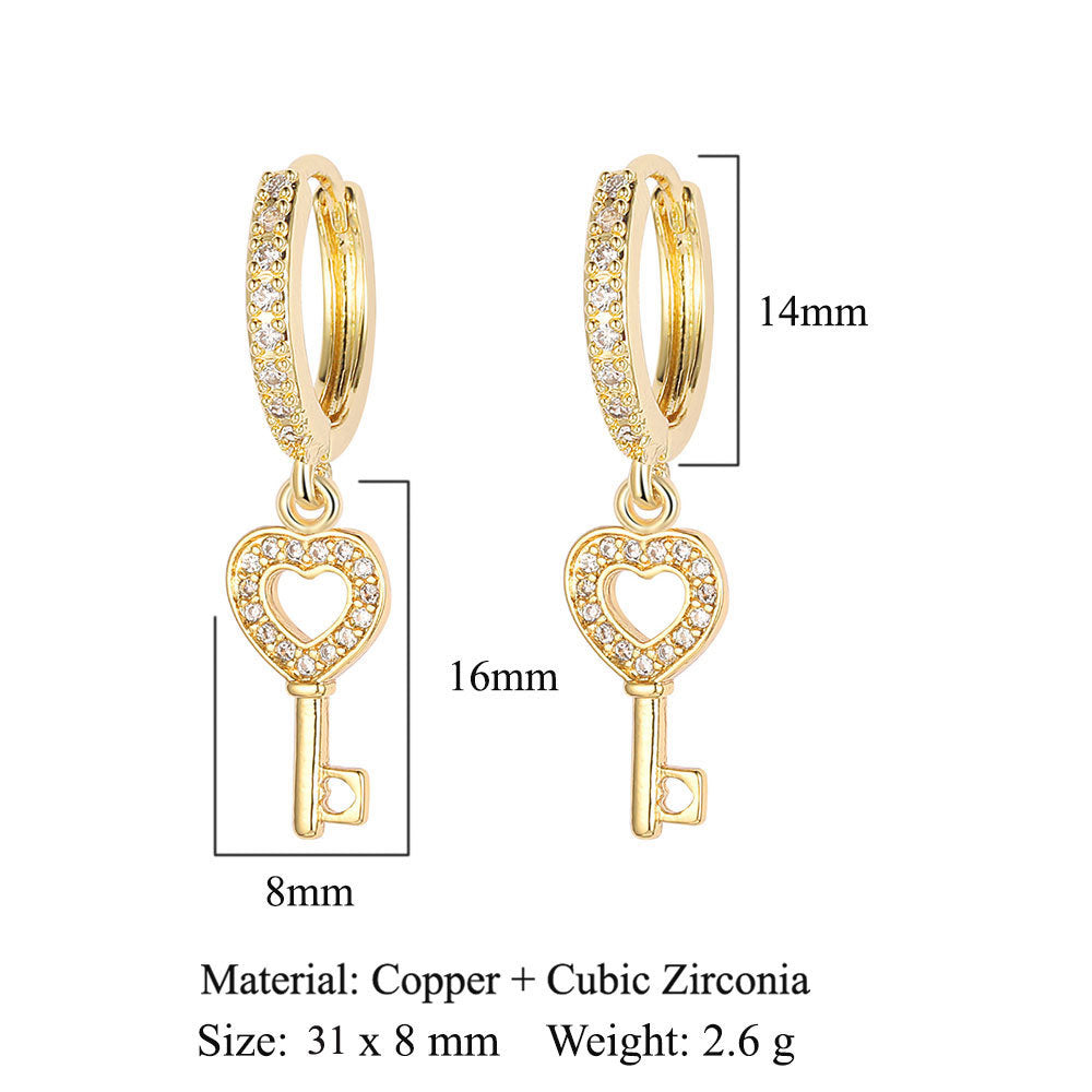 1 Pair Simple Style Star Inlay Copper Zircon Drop Earrings