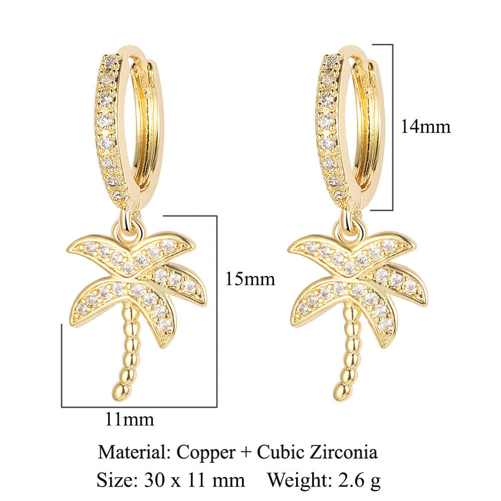 1 Pair Simple Style Star Inlay Copper Zircon Drop Earrings