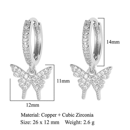 1 Pair Simple Style Star Inlay Copper Zircon Drop Earrings