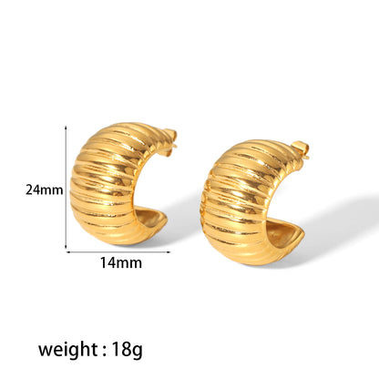 1 Pair Classic Style Semicircle Polishing Plating Stainless Steel 18k Gold Plated Hoop Earrings