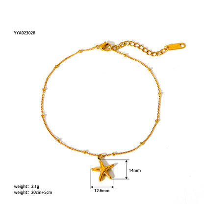 Modern Style British Style Solid Color 18k Gold Plated Stainless Steel Wholesale Anklet