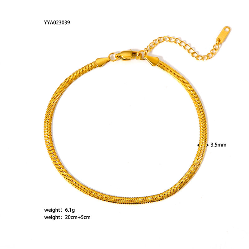 Modern Style British Style Solid Color 18k Gold Plated Stainless Steel Wholesale Anklet