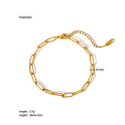 Modern Style British Style Solid Color 18k Gold Plated Stainless Steel Wholesale Anklet