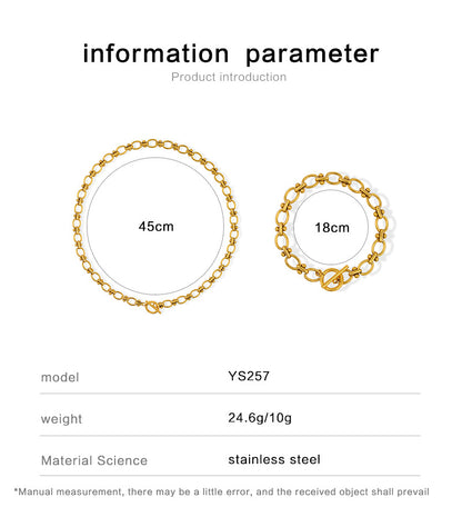 Wholesale Simple Style Korean Style Solid Color Stainless Steel Plating 18k Gold Plated Bracelets Necklace