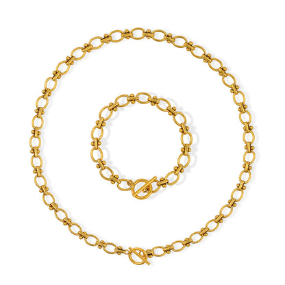 Wholesale Simple Style Korean Style Solid Color Stainless Steel Plating 18k Gold Plated Bracelets Necklace