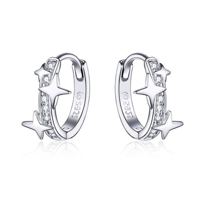 1 Pair Ig Style Shiny Star Plating Inlay Sterling Silver Zircon White Gold Plated Earrings