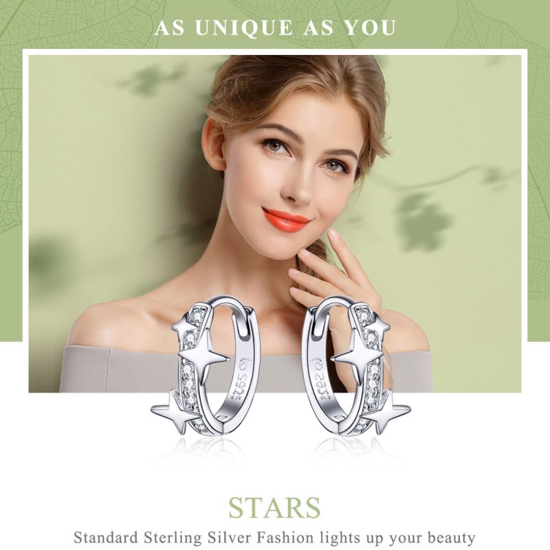 1 Pair Ig Style Shiny Star Plating Inlay Sterling Silver Zircon White Gold Plated Earrings