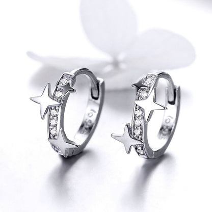 1 Pair Ig Style Shiny Star Plating Inlay Sterling Silver Zircon White Gold Plated Earrings