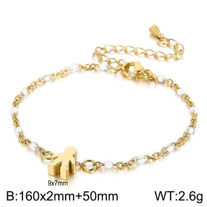 Simple Style Color Block Stainless Steel Patchwork 18k Gold Plated Bracelets