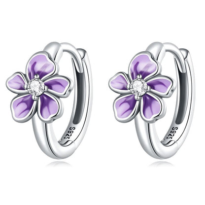 1 Pair Cute Floral Inlay Sterling Silver Zircon Earrings Ear Studs