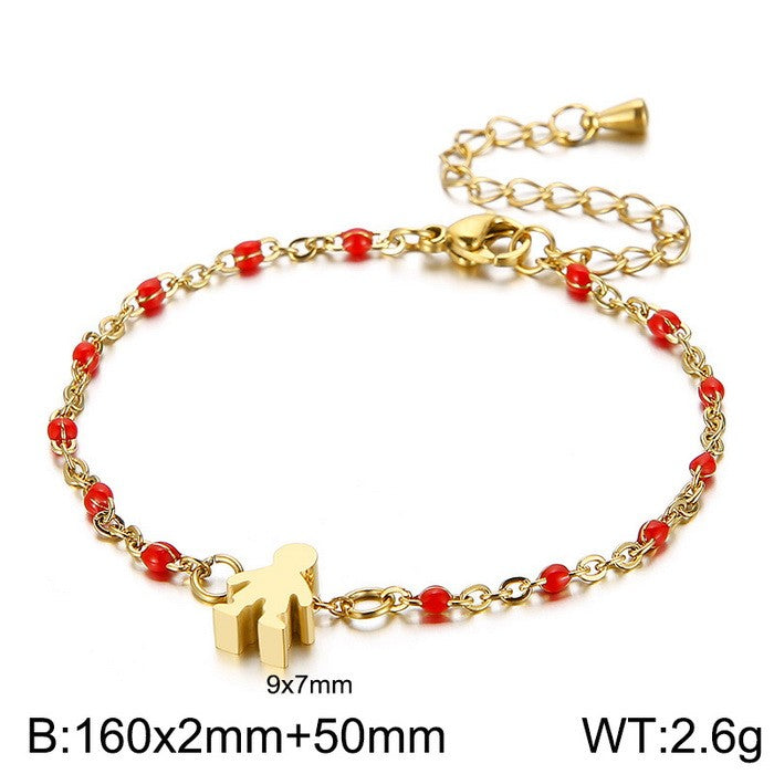 Simple Style Color Block Stainless Steel Patchwork 18k Gold Plated Bracelets