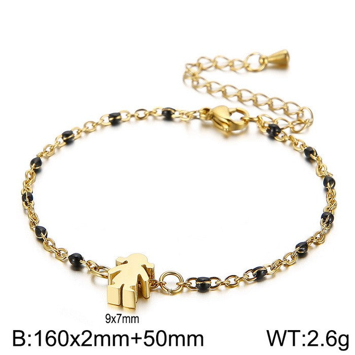 Simple Style Color Block Stainless Steel Patchwork 18k Gold Plated Bracelets