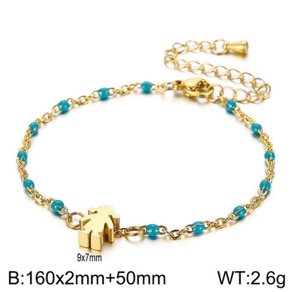 Simple Style Color Block Stainless Steel Patchwork 18k Gold Plated Bracelets