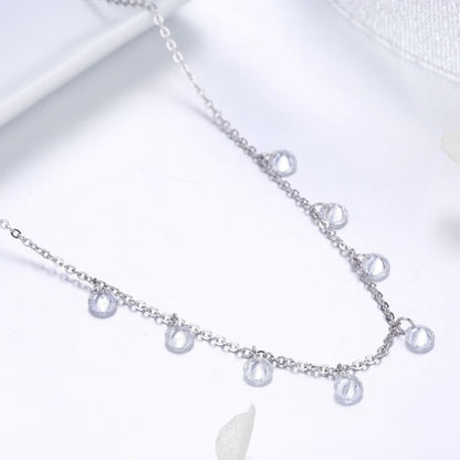 Casual Solid Color Sterling Silver Plating Inlay Zircon White Gold Plated Necklace