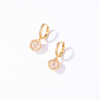 1 Pair Casual Sweet Round Plating Inlay Copper Zircon Gold Plated Drop Earrings