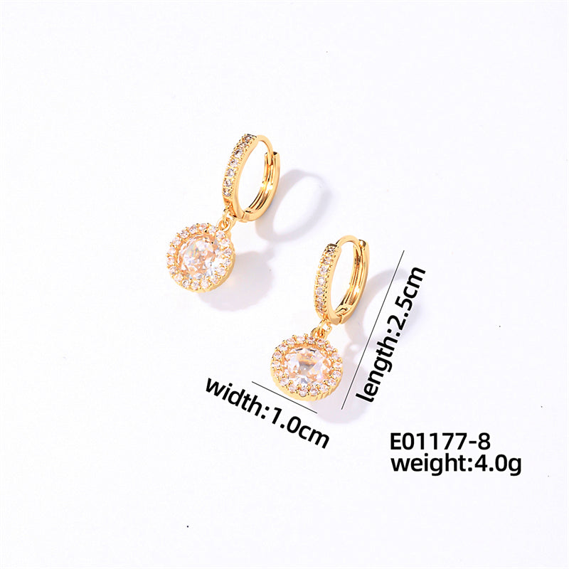 1 Pair Casual Sweet Round Plating Inlay Copper Zircon Gold Plated Drop Earrings