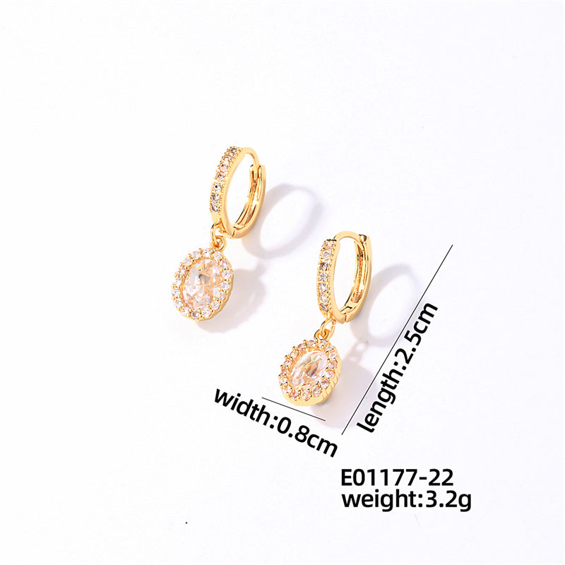 1 Pair Casual Sweet Round Plating Inlay Copper Zircon Gold Plated Drop Earrings