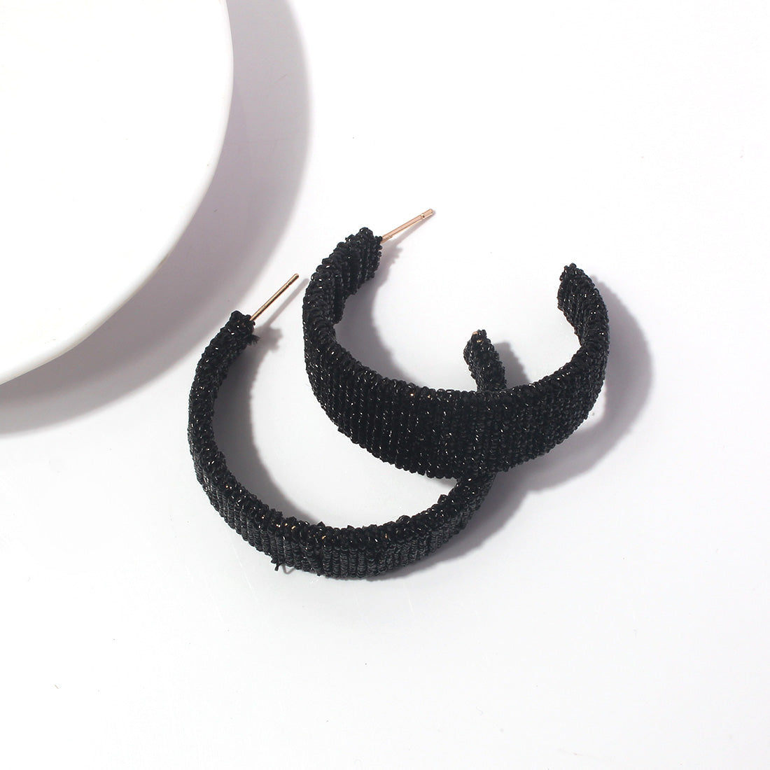 1 Pair Simple Style C Shape Pleated Alloy Ear Studs