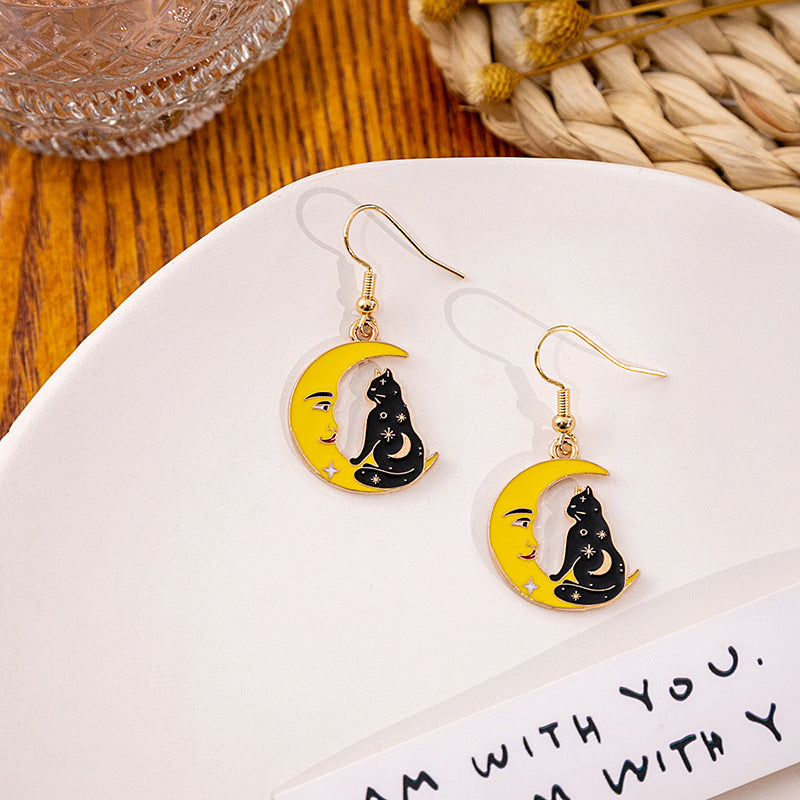 Wholesale Jewelry Classic Style Cat Alloy Enamel Earrings