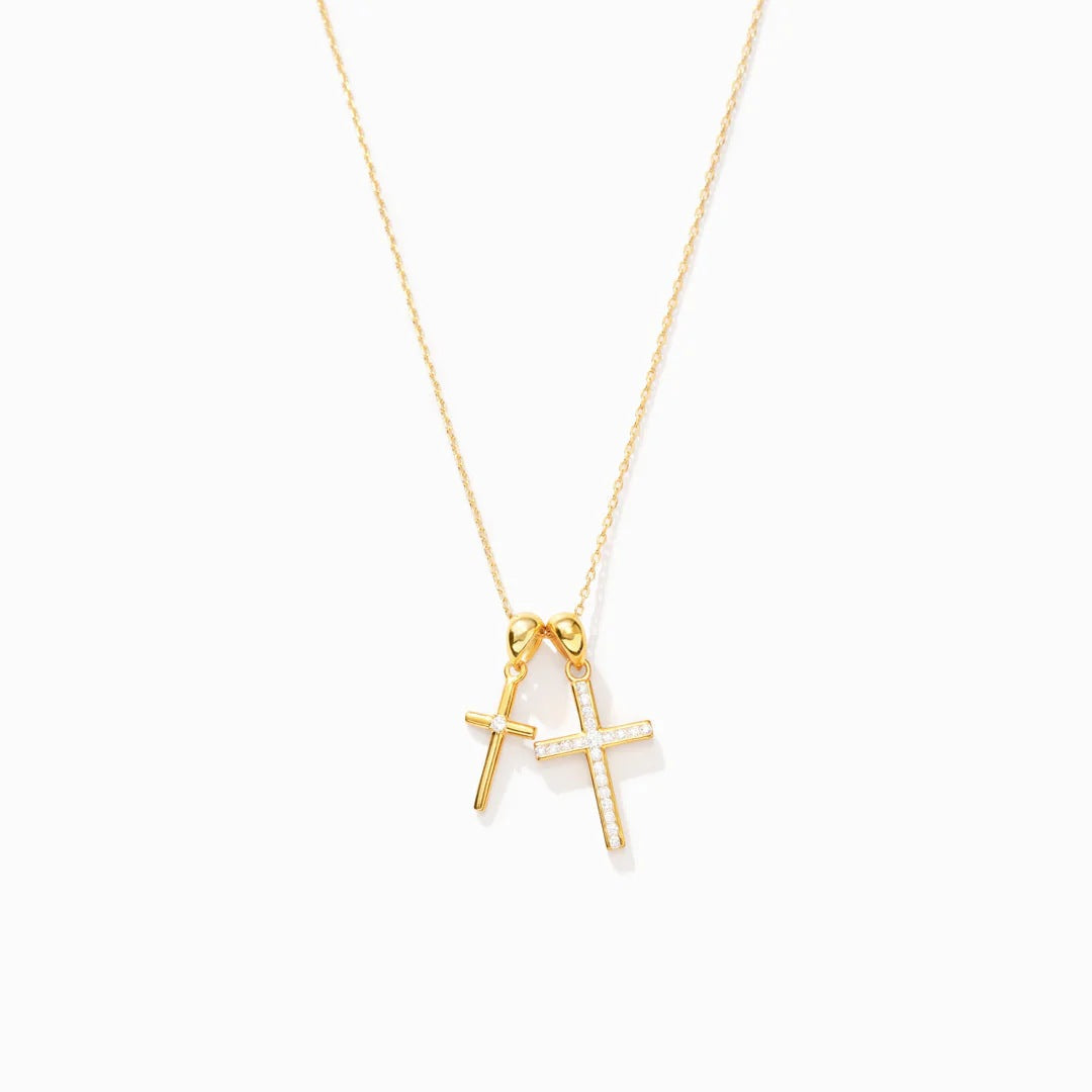 Streetwear Cross Sterling Silver Plating Inlay Zircon Pendant Necklace