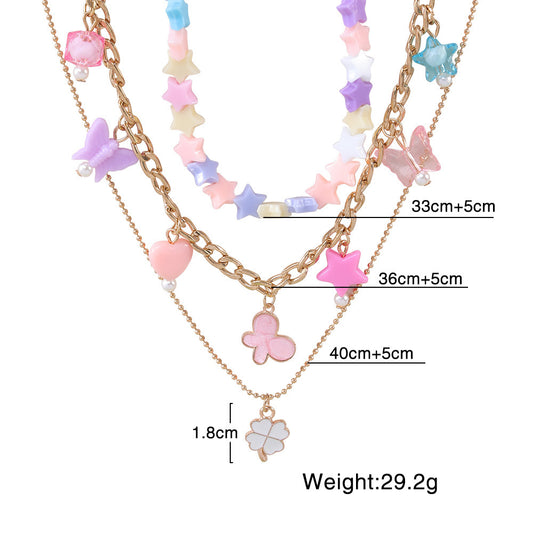 Modern Style Star Butterfly Alloy Plating Kid's Necklace