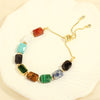 Bohemian Quadrilateral Artificial Gemstones Copper 18k Gold Plated Bracelets In Bulk