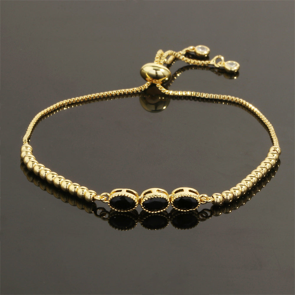 Streetwear Shiny Oval Copper Plating Inlay Zircon 18k Gold Plated Bracelets