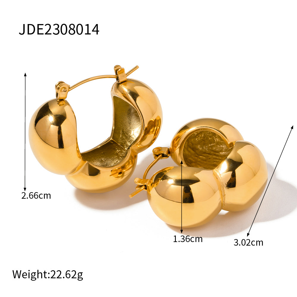 1 Pair Simple Style Solid Color Plating Stainless Steel 18k Gold Plated Ear Studs