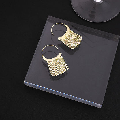 1 Pair Simple Style C Shape Tassel Plating Copper Drop Earrings