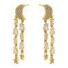 1 Pair Ig Style Elegant Simple Style Star Moon Tassel Plating Inlay Copper Zircon 18k Gold Plated Drop Earrings