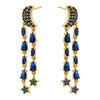 1 Pair Ig Style Elegant Simple Style Star Moon Tassel Plating Inlay Copper Zircon 18k Gold Plated Drop Earrings