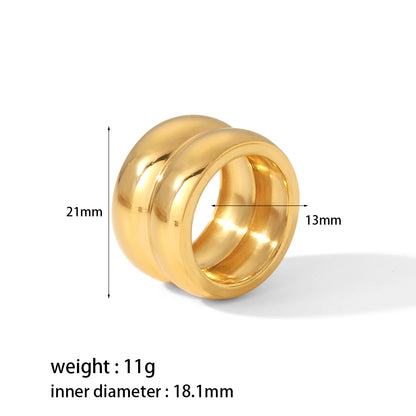 Retro Circle Stainless Steel Polishing Plating Inlay Rhinestones 18k Gold Plated Rings